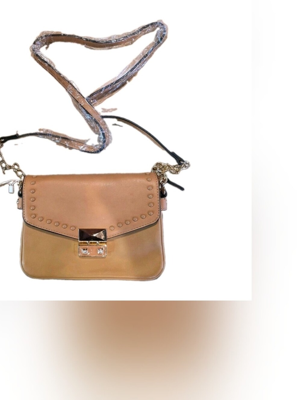 Tan Stylish Crossbody Purse Tan W/ Studs, Front Clasp, Beifolee Shoulder Bag